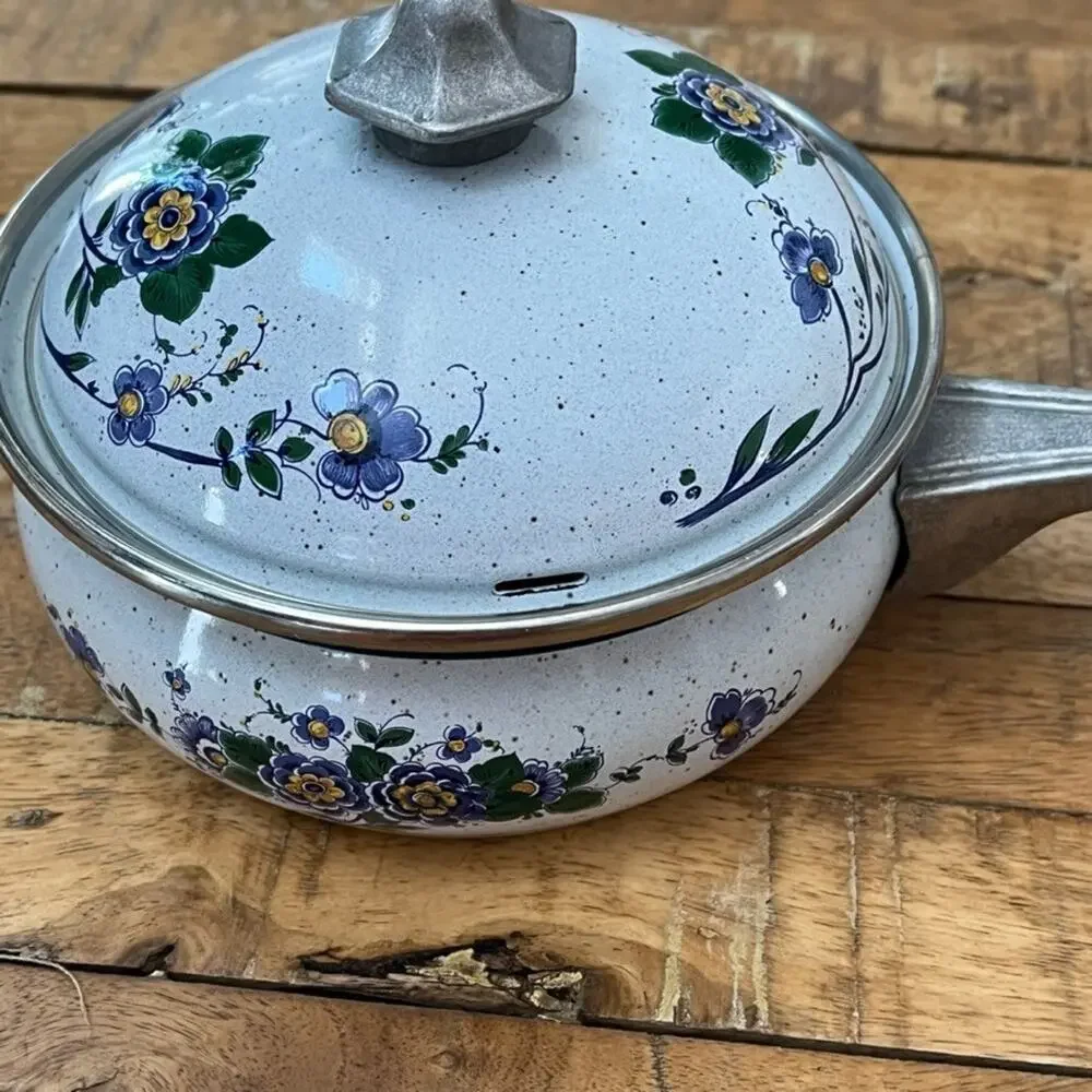 Vintage Asta Germany Enamel Cookware Saucepan t 6.5